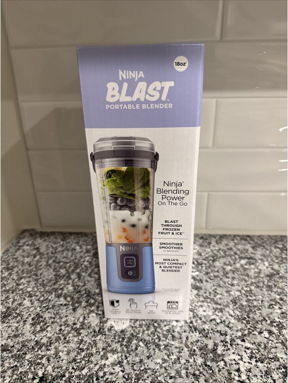 NINJA Blast 18oz Portable USB-C Rechargeable Blender Blue - BC150BL